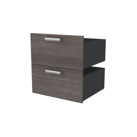 Bestar Cielo 105W Queen Murphy Bed with Floating Shelves and Drawers (104W), Bark Grey & White 80881-47